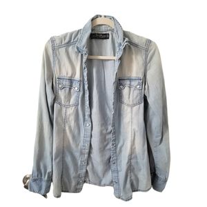 Blue denim button up top